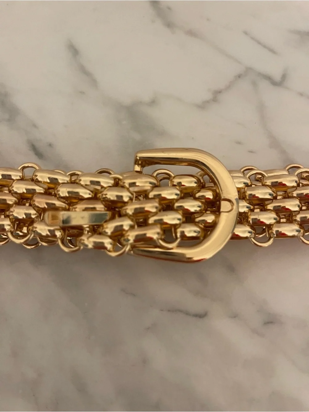 Gold Chain-Link Belt with Buckle